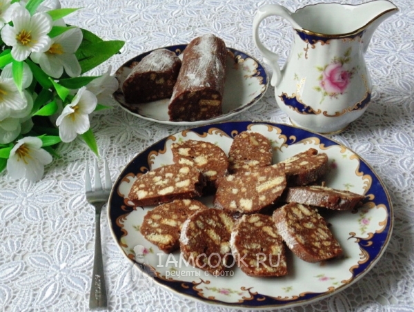 Рецепт шоколадной колбасы из печенья