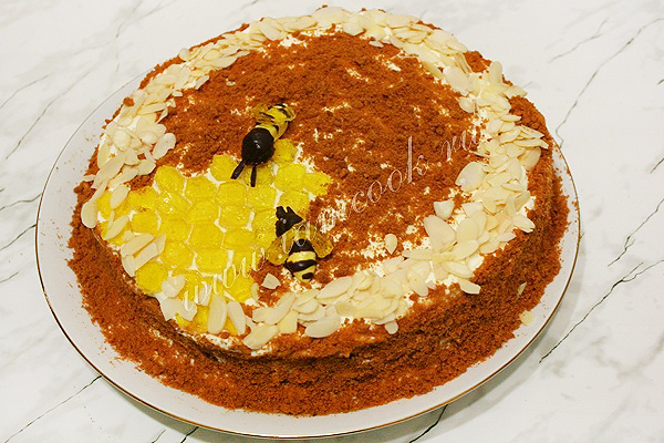 Фото торта «Медовик» со сметанным кремом