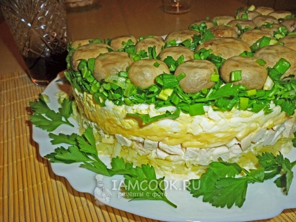 Рецепт салата-перевертыша «Грибная поляна»