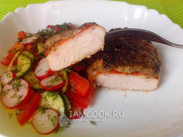 Рецепт куриного филе с овощами в духовке