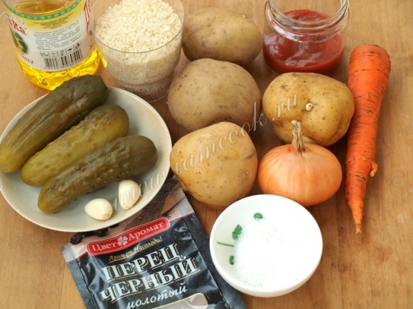 Ингредиенты для постного рассольника