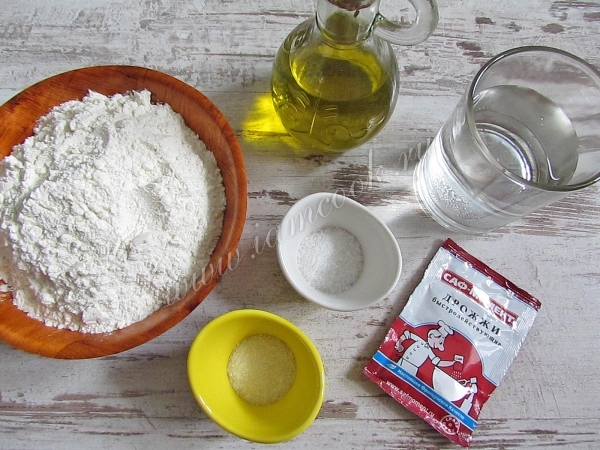 Ингредиенты на быстрое тесто для пиццы