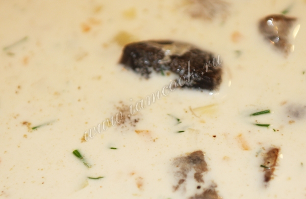 сырный суп с грибами