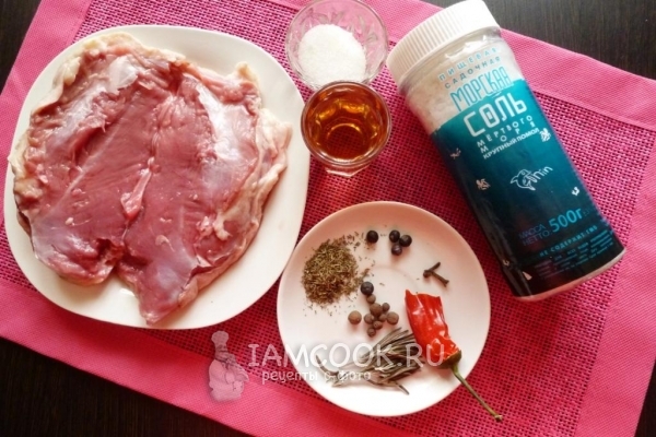Ингредиенты для вяленой утиной грудки