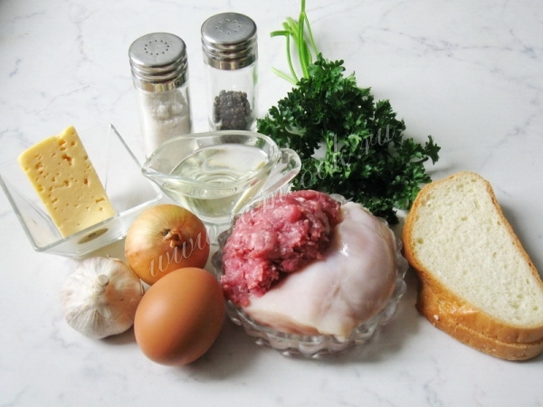 Ингредиенты для котлет с сыром и отварным яйцом