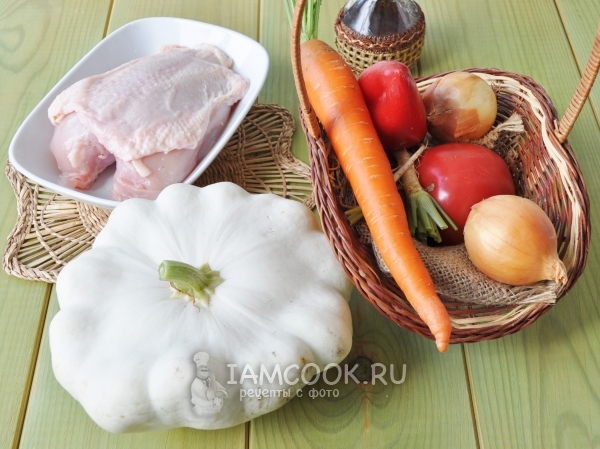 Ингредиенты для куриной грудки с патиссонами в мультиварке