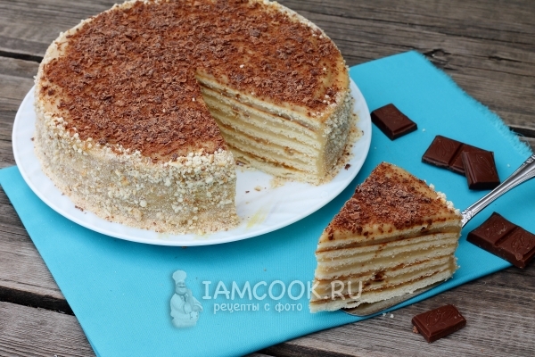 Фото торта на сковороде со сгущенкой