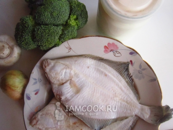 Ингредиенты для жареной камбалы с овощами