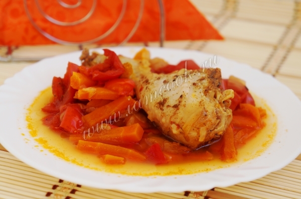 Рецепт куриных голеней в овощах