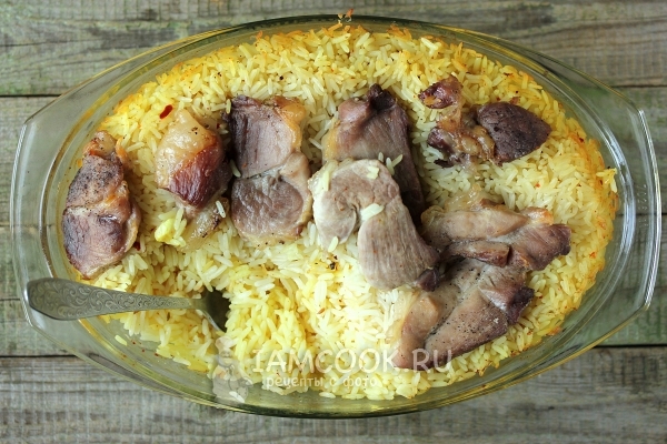 Рецепт риса с мясом в духовке