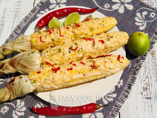 Рецепт печёной на углях кукурузы с сыром