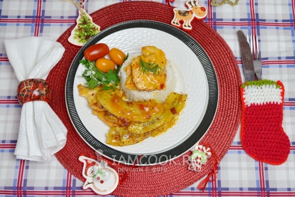 Рецепт куриного филе с бананом в острой апельсиновой глазури
