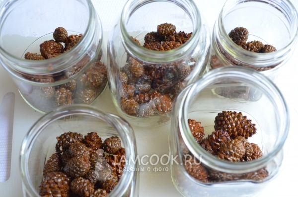 Положить шишки в банки