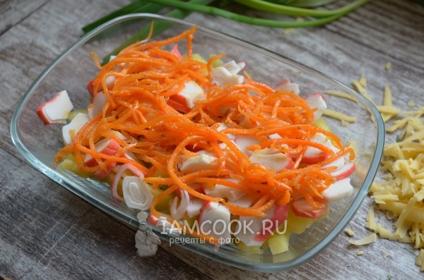 Положить морковь по-корейски