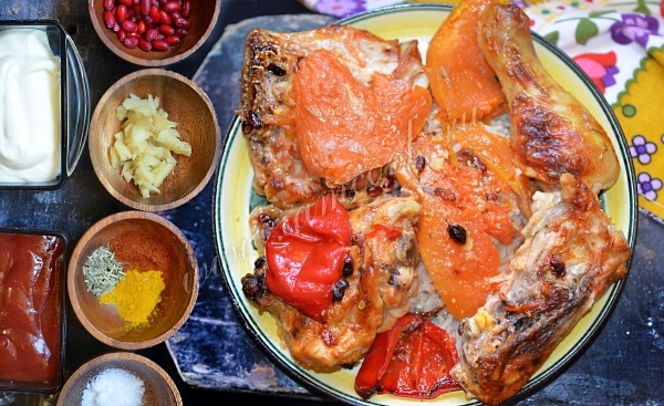 Рецепт курицы с тыквой в духовке