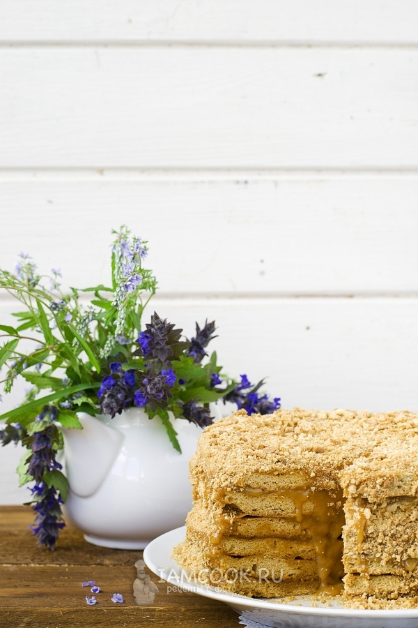 Фото торта «Медовик» со сгущенкой