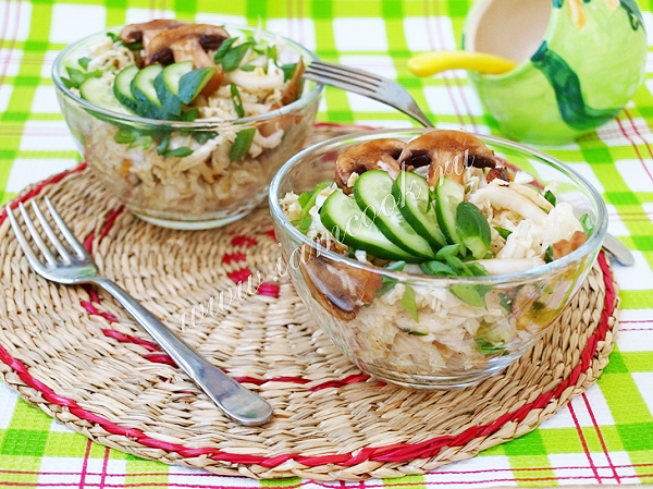 грибной салат с пекинской капустой