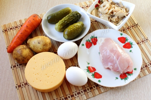 Ингредиенты для охотничьего салата