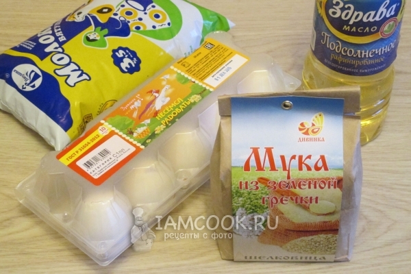 Ингредиенты для гречневых блинов из зеленой гречки