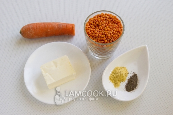 Ингредиенты для чечевичного паштета с морковью