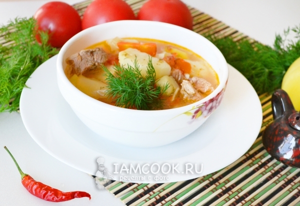 Фото шурпы из свинины в казане