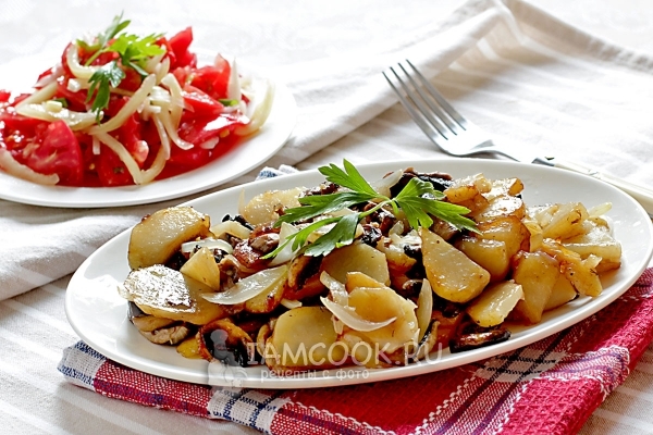 Фото жареной картошки с шампиньонами