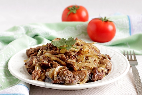 Рецепт куриной печени жареной с луком