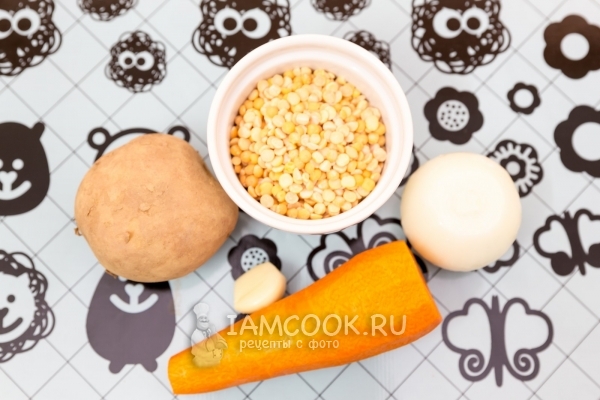 Ингредиенты для постного горохового супа