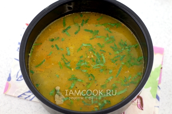 Готовый гречневый суп в мультиварке