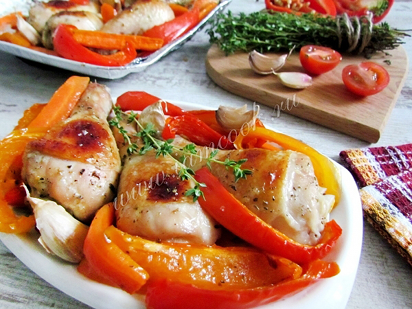 Готовим курицу в меду с овощами