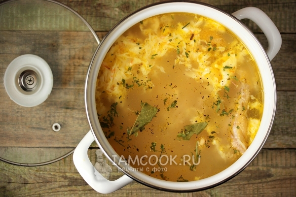 Рецепт яичного супа с курицей