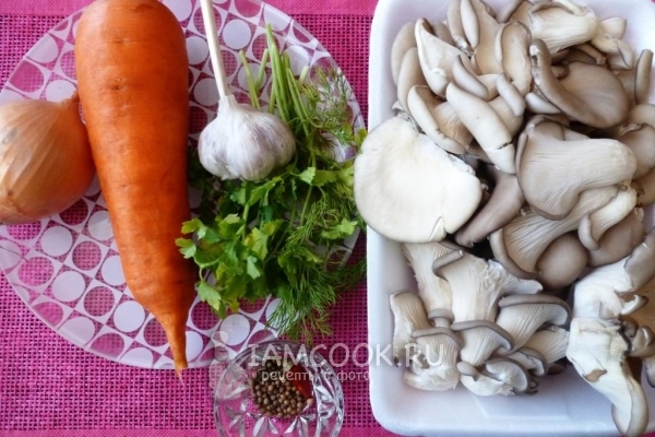 Ингредиенты для вёшенок по-корейски