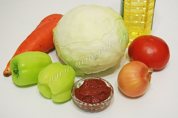 Ингредиенты для тушения капусты в мультиварке
