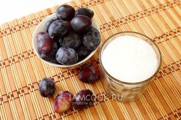 Ингредиенты для приготовления слив в собственном соку на зиму