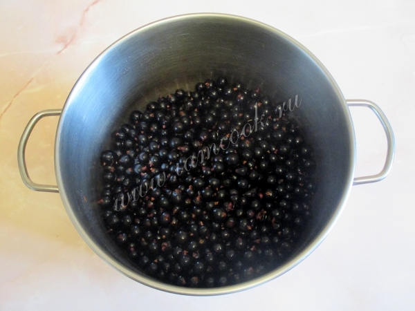 Черная смородина в кастрюле