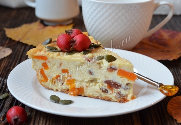 Рецепт творожной запеканки с яблоком и тыквой