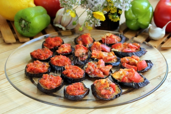 Рецепт баклажанов запеченных с помидорами