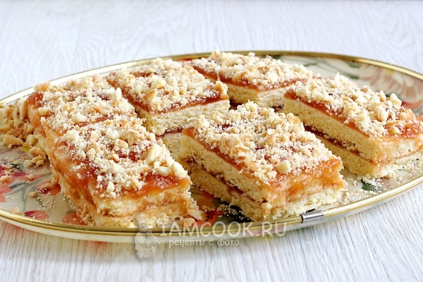 Фото песочного пирожного с яблочным повидлом