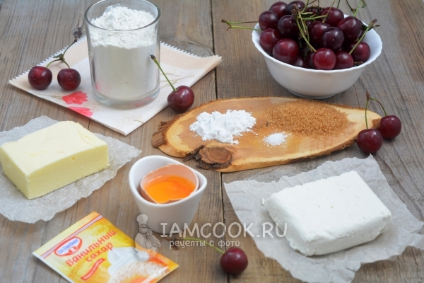 Ингредиенты для творожной галеты с вишней