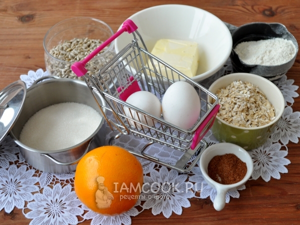 Ингредиенты для овсяного печенья с семечками