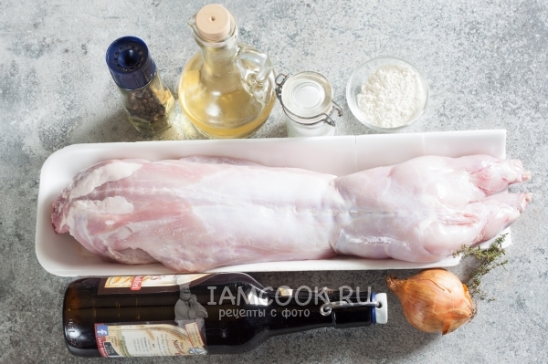 Ингредиенты для кролика, тушенного в пиве