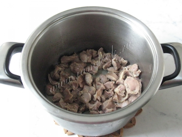 Обжарка куриных желудков