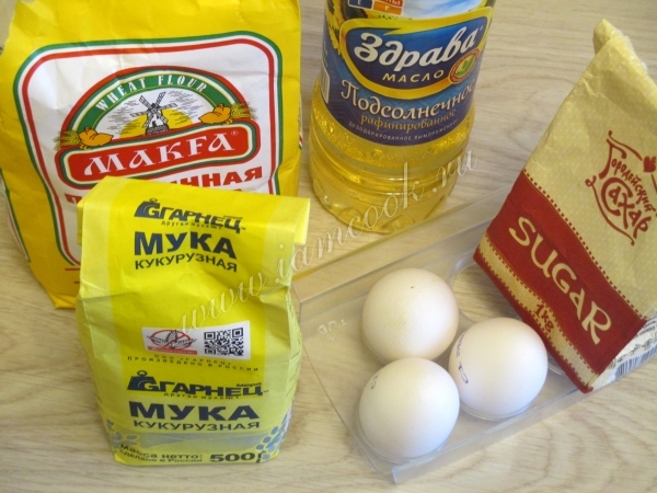 Ингредиенты для печенья из кукурузной муки