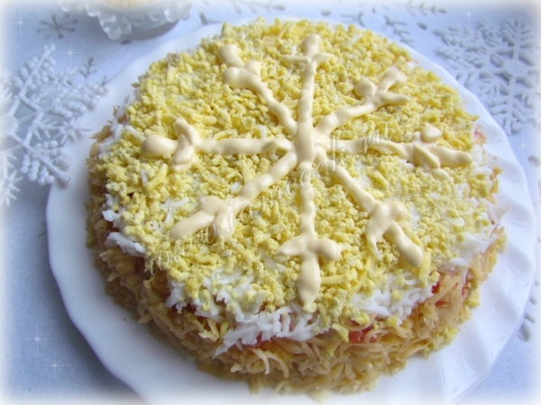 Рецепт салата в виде снежинки