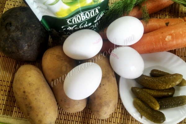 Ингредиенты для салата под шубой