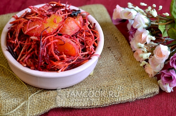 Фото салата «Щётка» с апельсинами