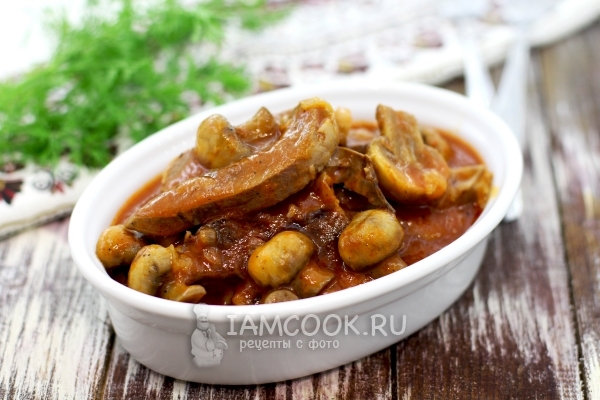 Свиное сердце с грибами