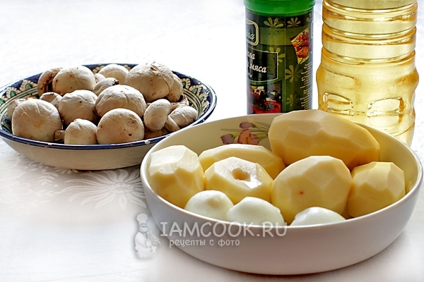 Ингредиенты для жареной картошки с шампиньонами