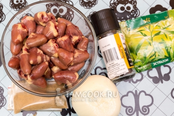 Ингредиенты для тушеных куриных сердечек