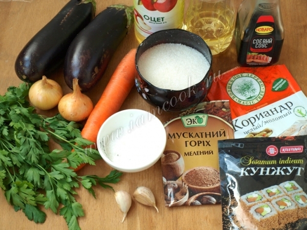 Ингредиенты для баклажанов по корейски